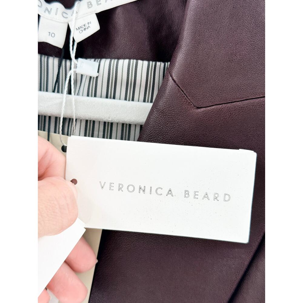 NWT Veronica Beard Gail Dickey Double-Breasted Leather Jacket Oxblood Women's 10 - Picture 6 of 9